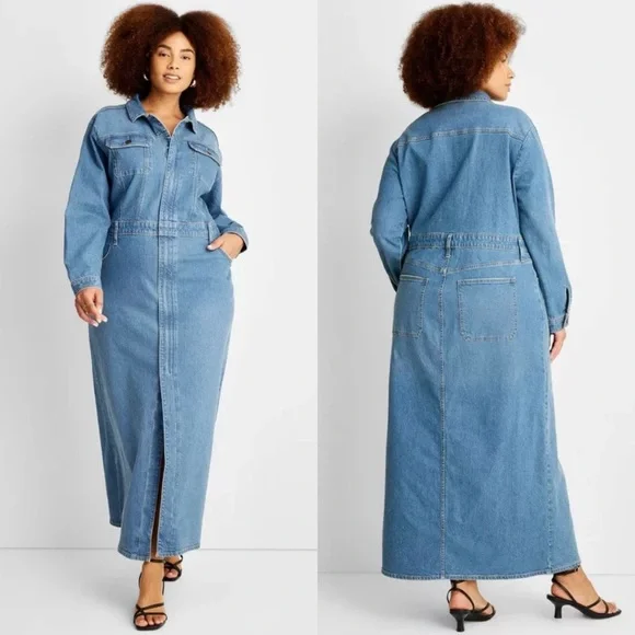 Universal Thread | Dresses | Universal Thread Long Sleeve Denim Maxi  Shirtdress Dress | Poshmark